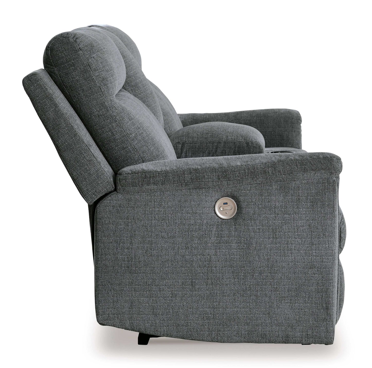 Barnsana Gravel Micro Chenille Power Reclining Living Room Set / 2pc