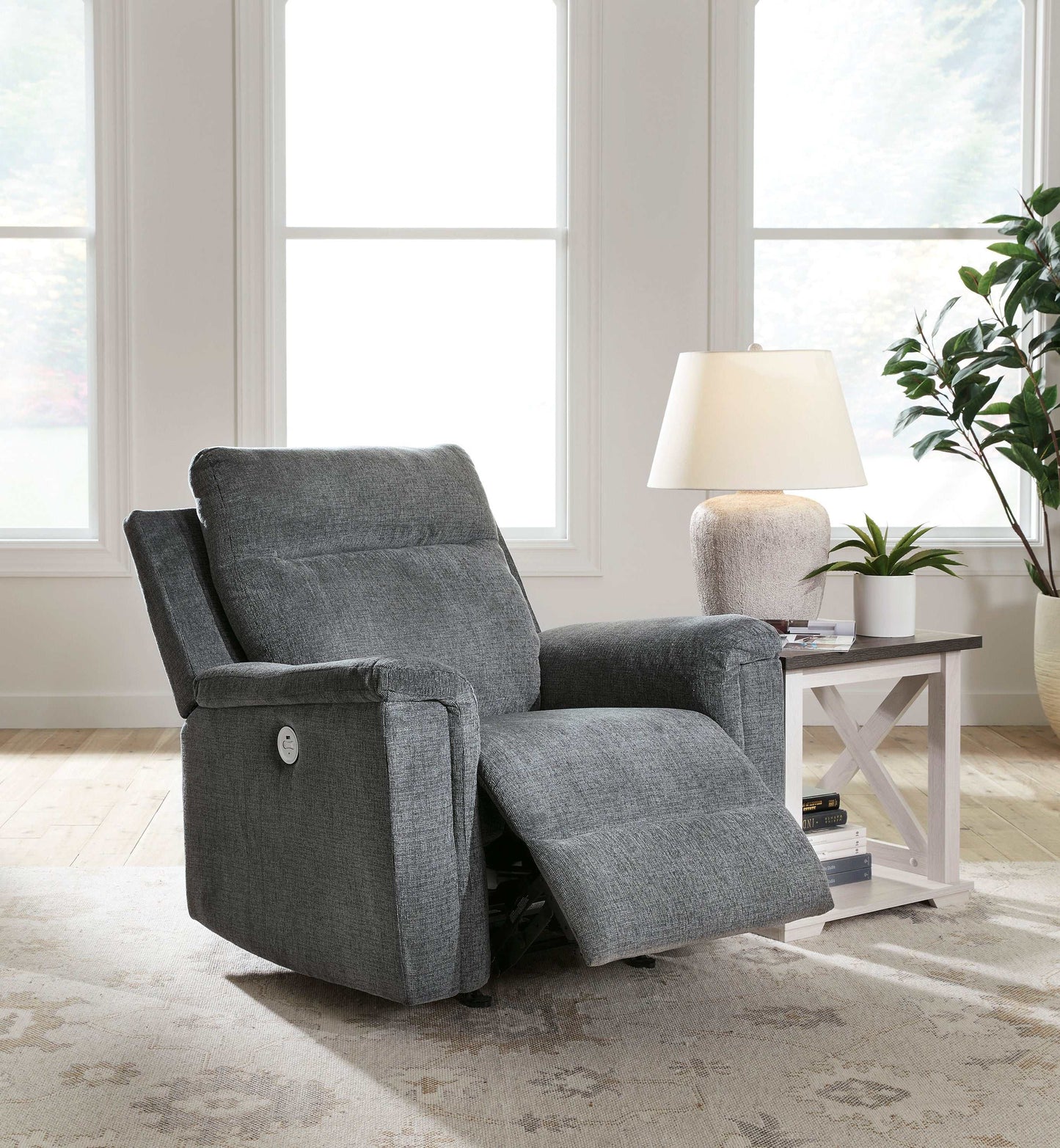 Barnsana Gravel Micro Chenille Power Reclining Living Room Set / 3pc