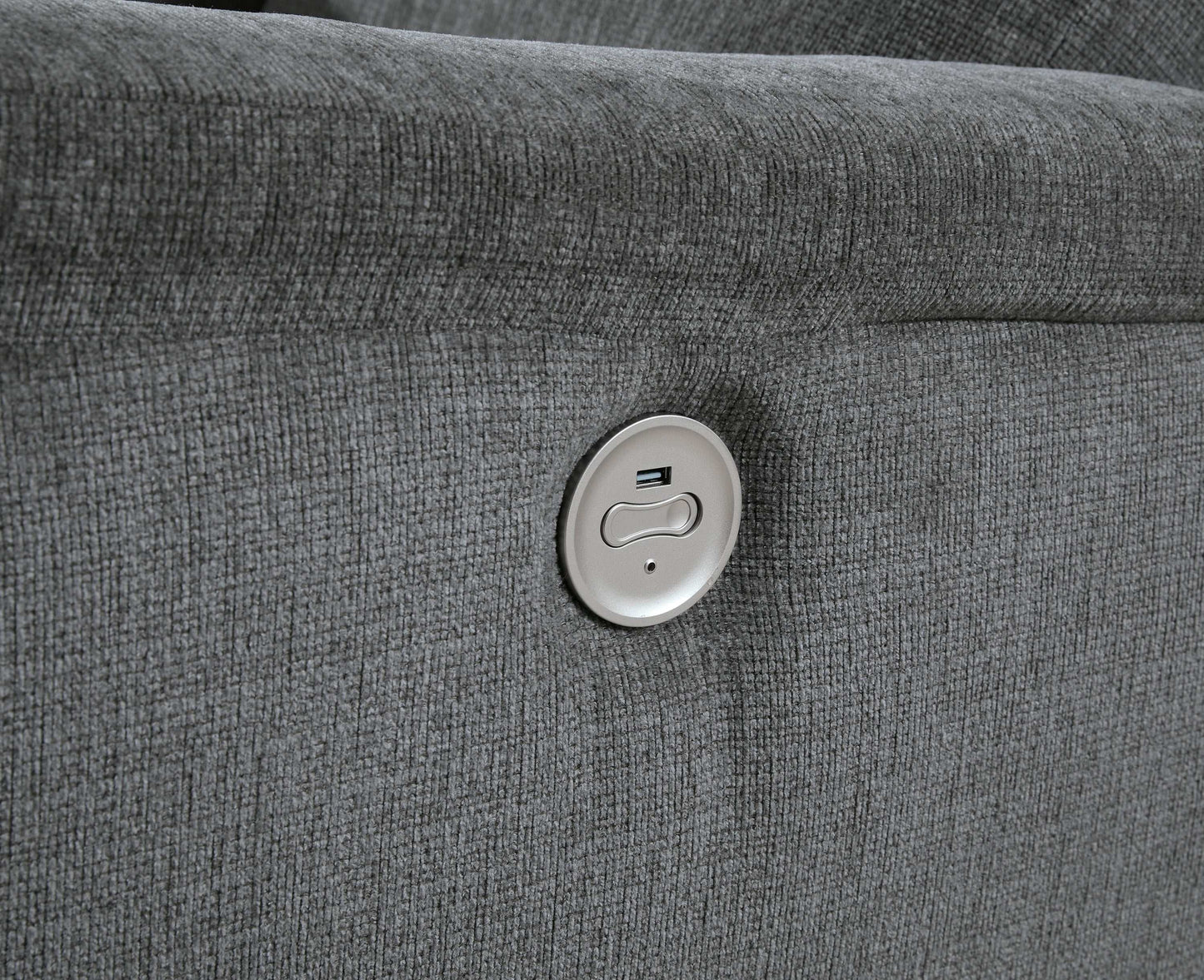 Barnsana Gravel Micro Chenille Power Reclining Loveseat w/ Console
