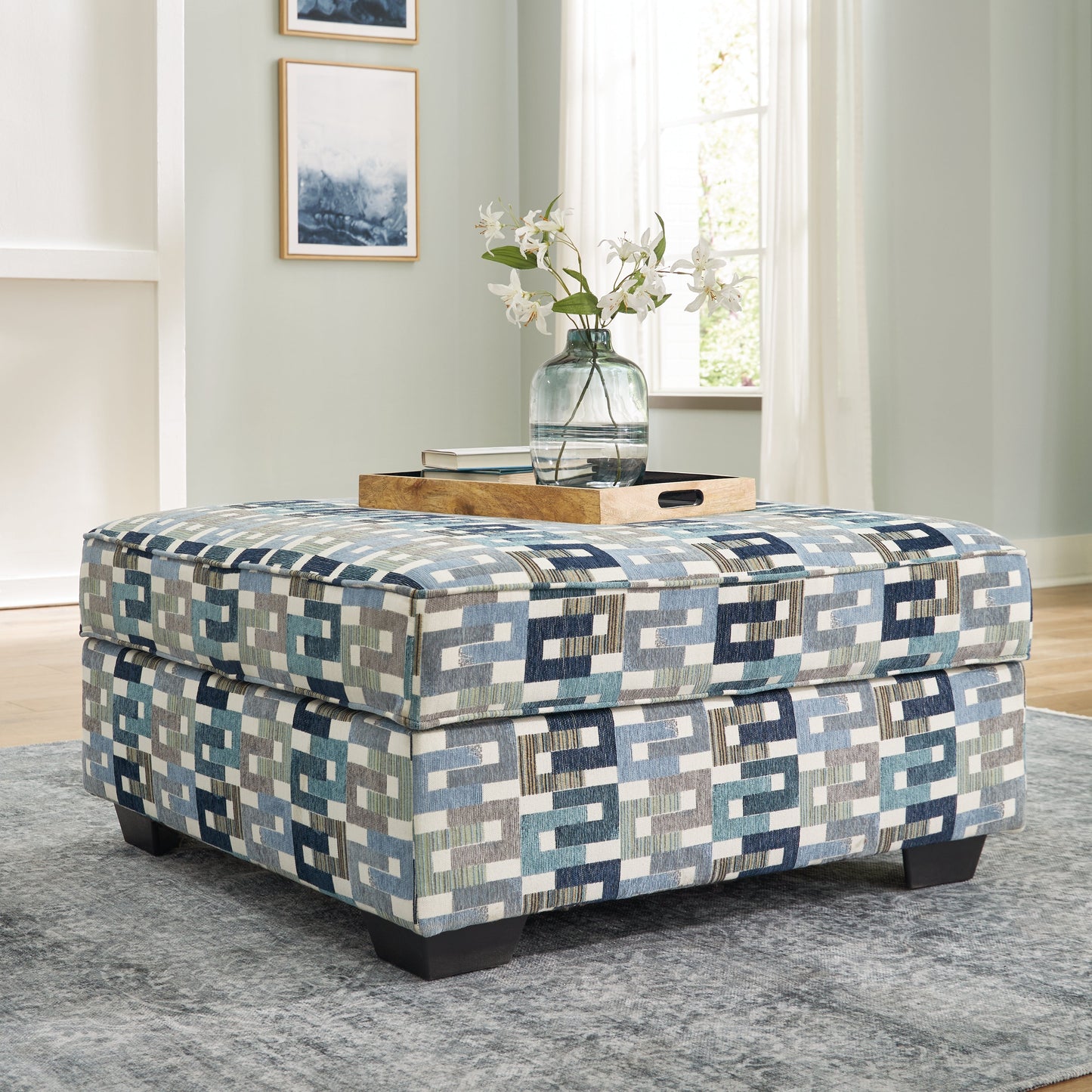 Valerano Parchment Ottoman With Storage