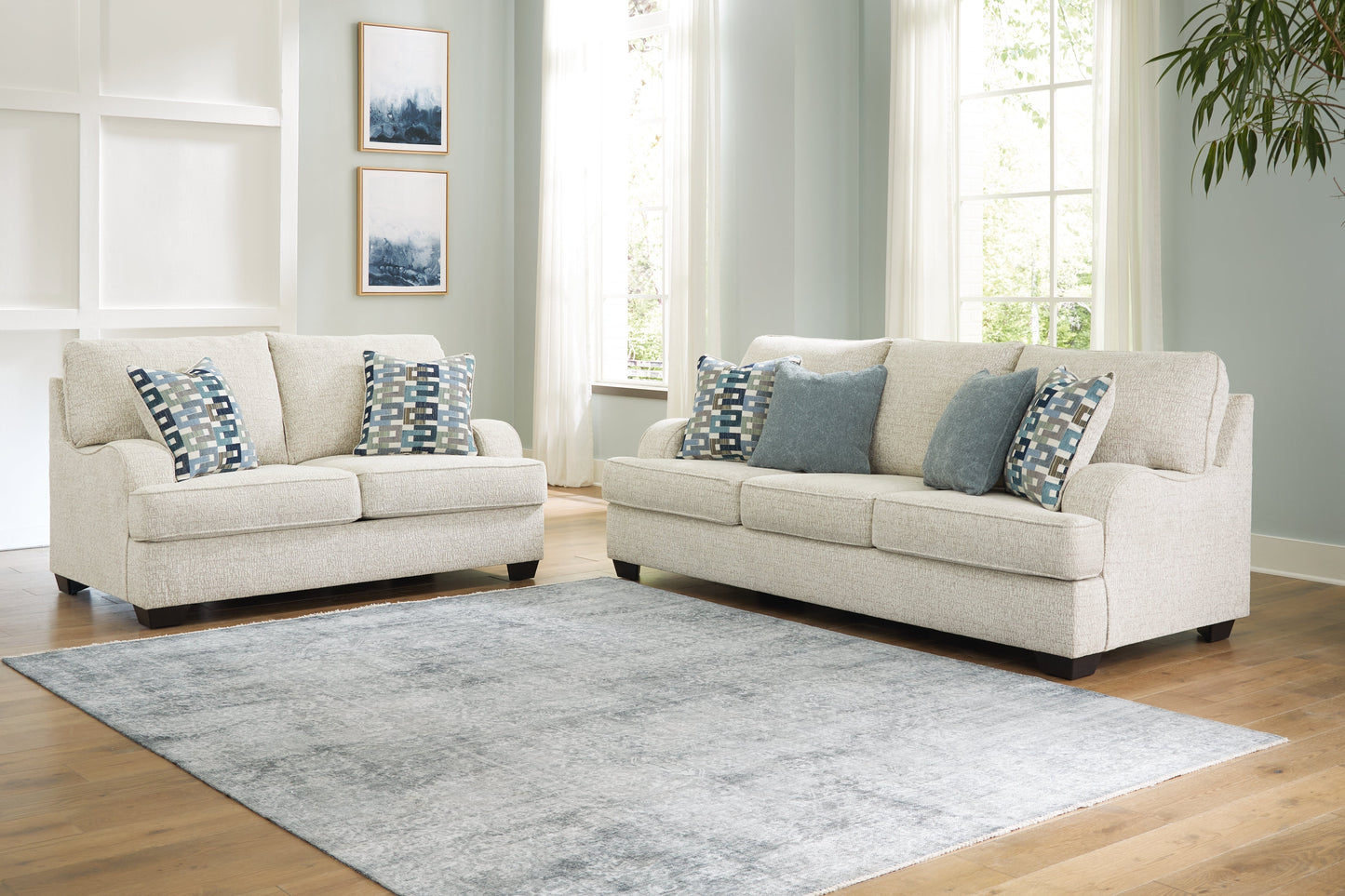 Valerano Beige Sofa and Loveseat