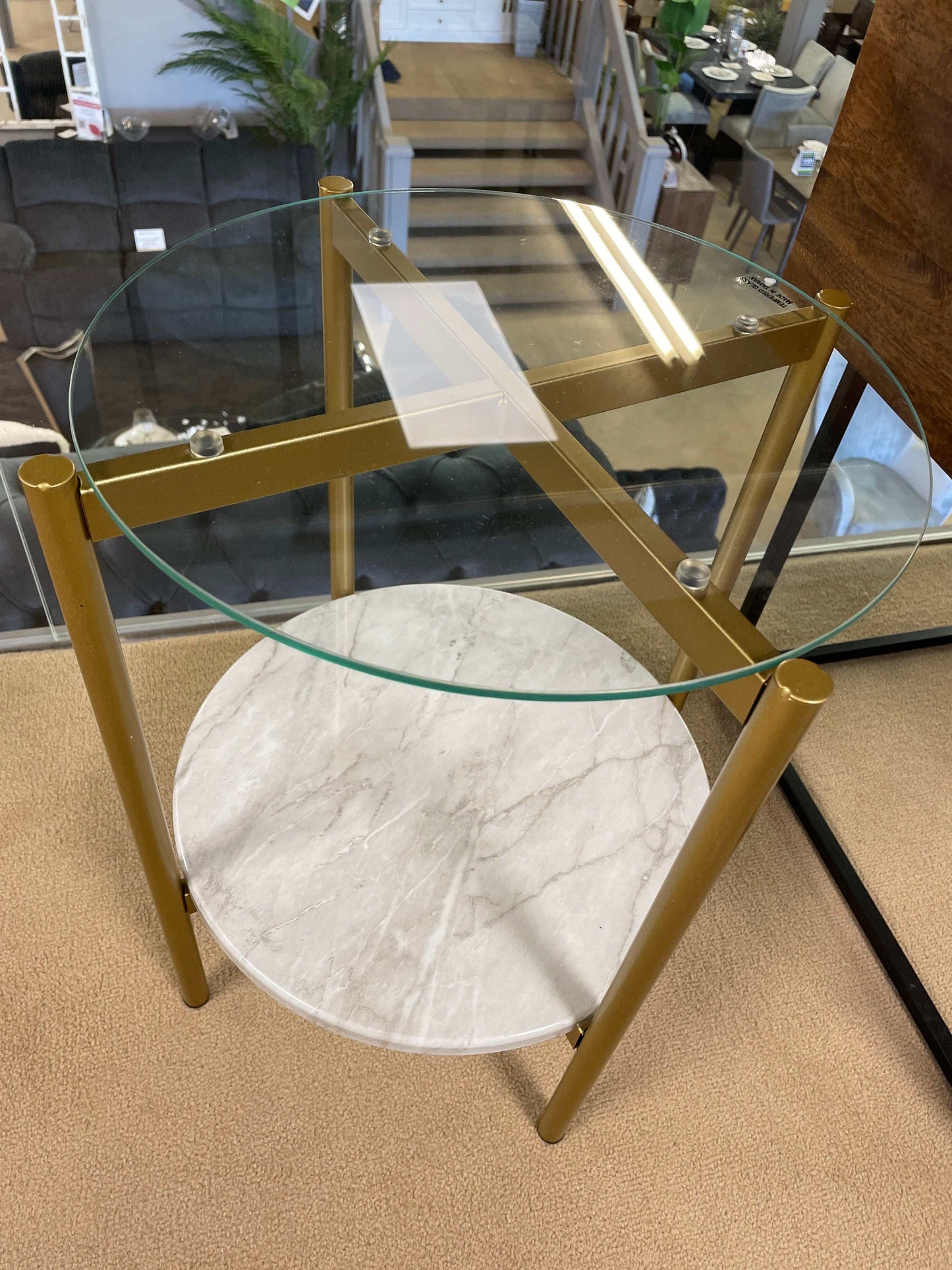 Wynora White & Gold Round End Table