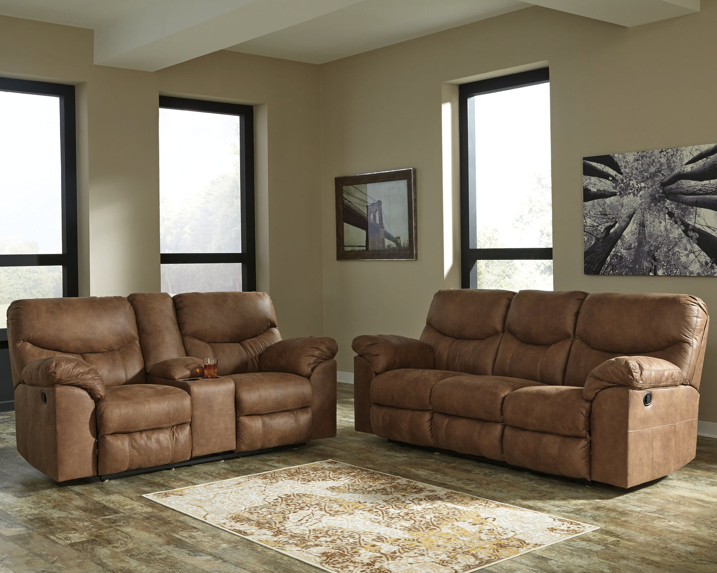 Boxberg Bark Reclining Sofa and Loveseat