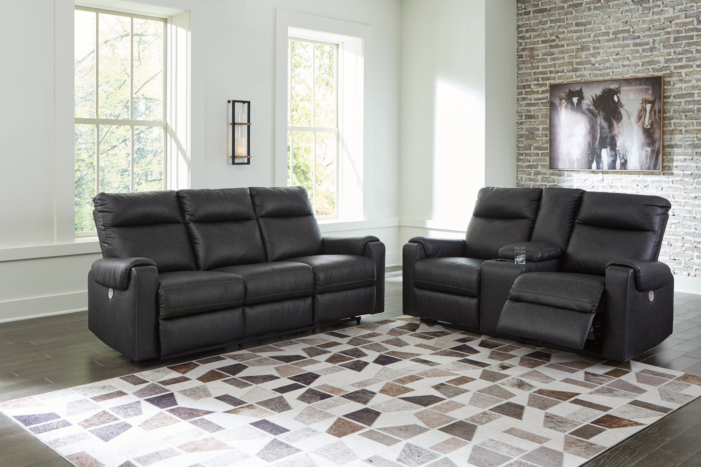 Axtellton Dark Gray Power Reclining Sofa and Loveseat