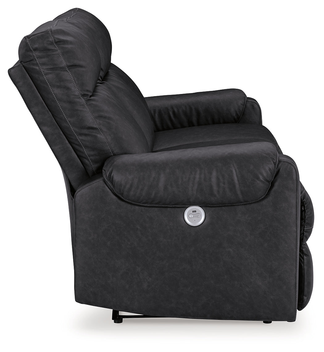 Axtellton Dark Gray Power Reclining Sofa, Loveseat and Recliner