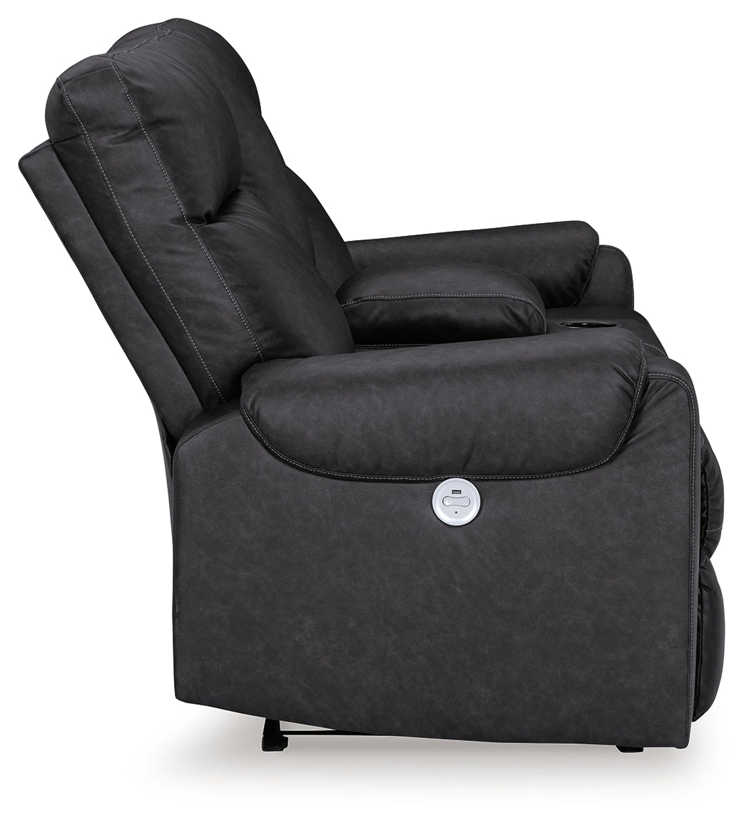 Axtellton Dark Gray Power Reclining Sofa, Loveseat and Recliner