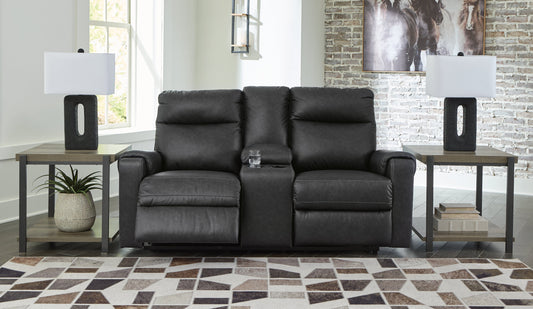 Axtellton Carbon Power Reclining Loveseat with Console