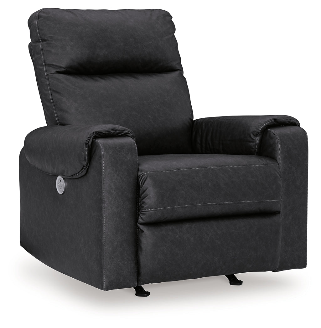 Axtellton Dark Gray Power Reclining Sofa, Loveseat and Recliner