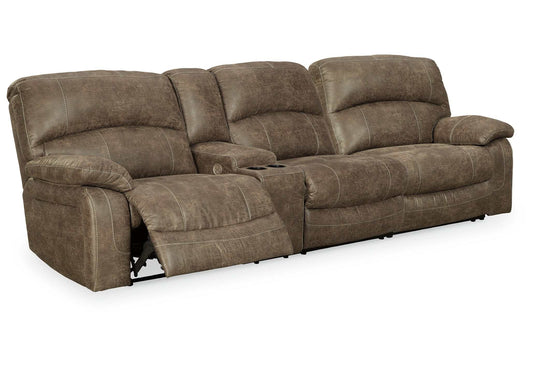 Segburg Driftwood Faux Leather 2pc Power Reclining Sectional w/ Console