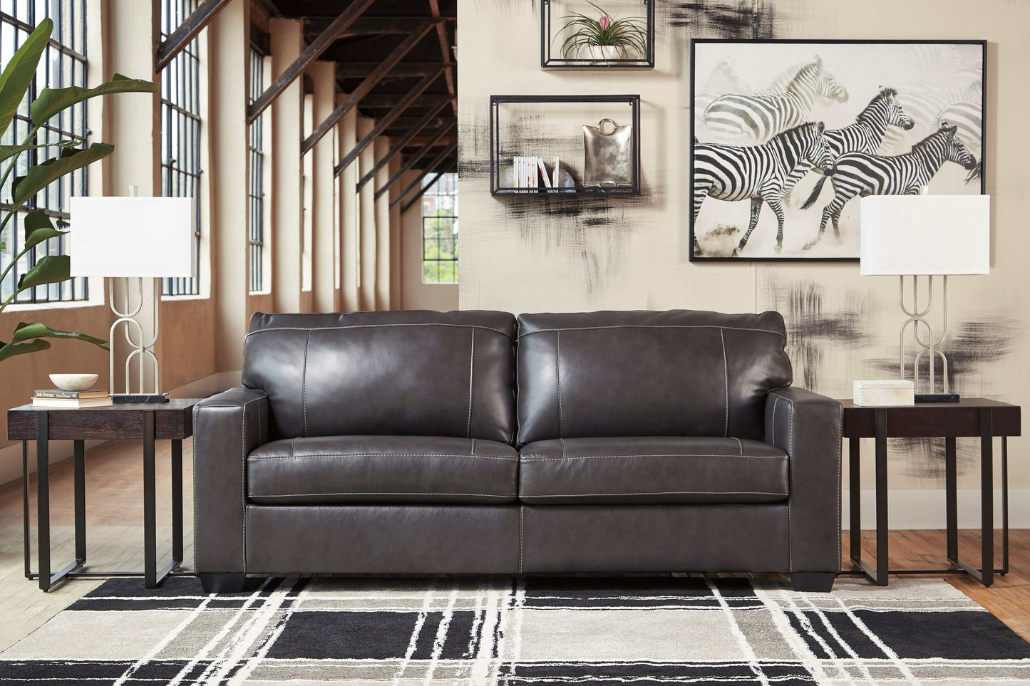 Morelos Gray Leather Sofa - Ornate Home