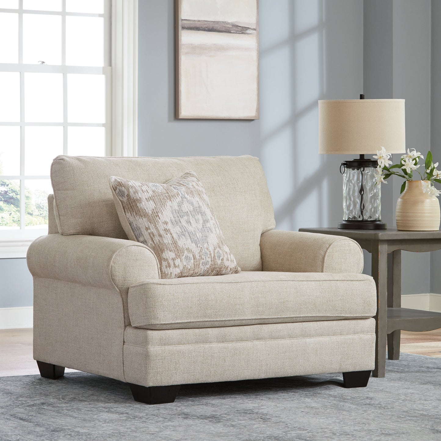 Rilynn Linen Oversized Chair and Ottoman