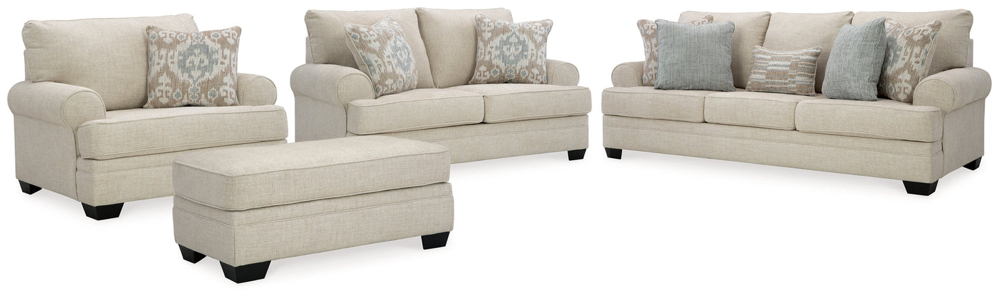 Rilynn Linen Sofa, Loveseat, Oversized Chair and Ottoman