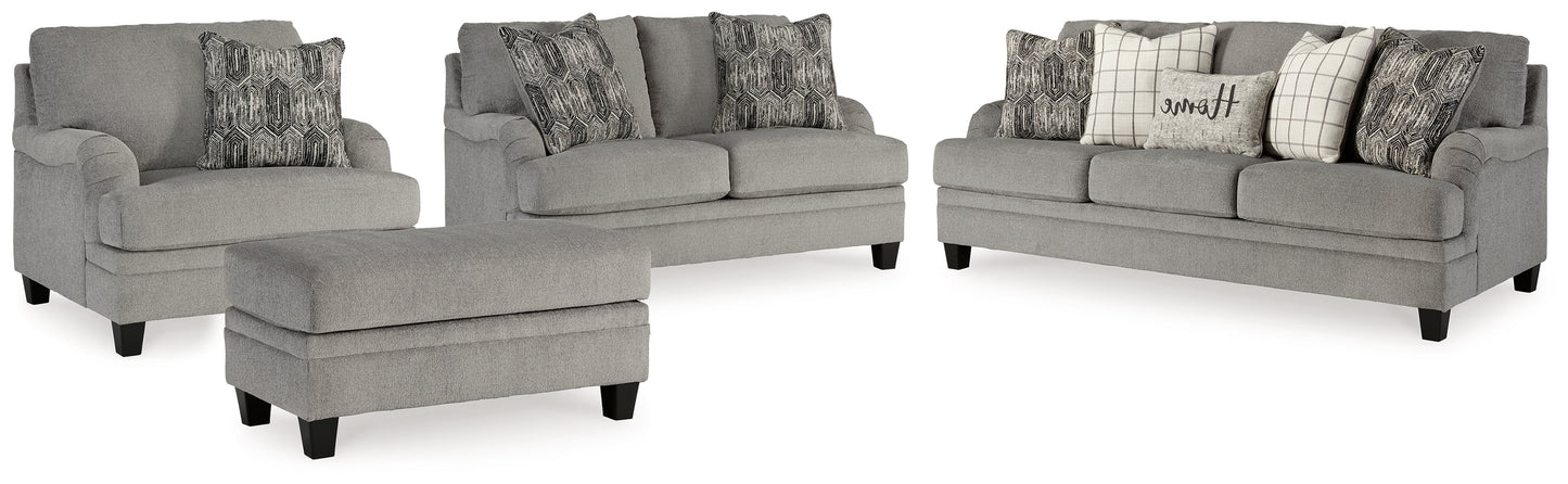 Davinca Charcoal Sofa, Loveseat, Oversized Chair and Ottoman