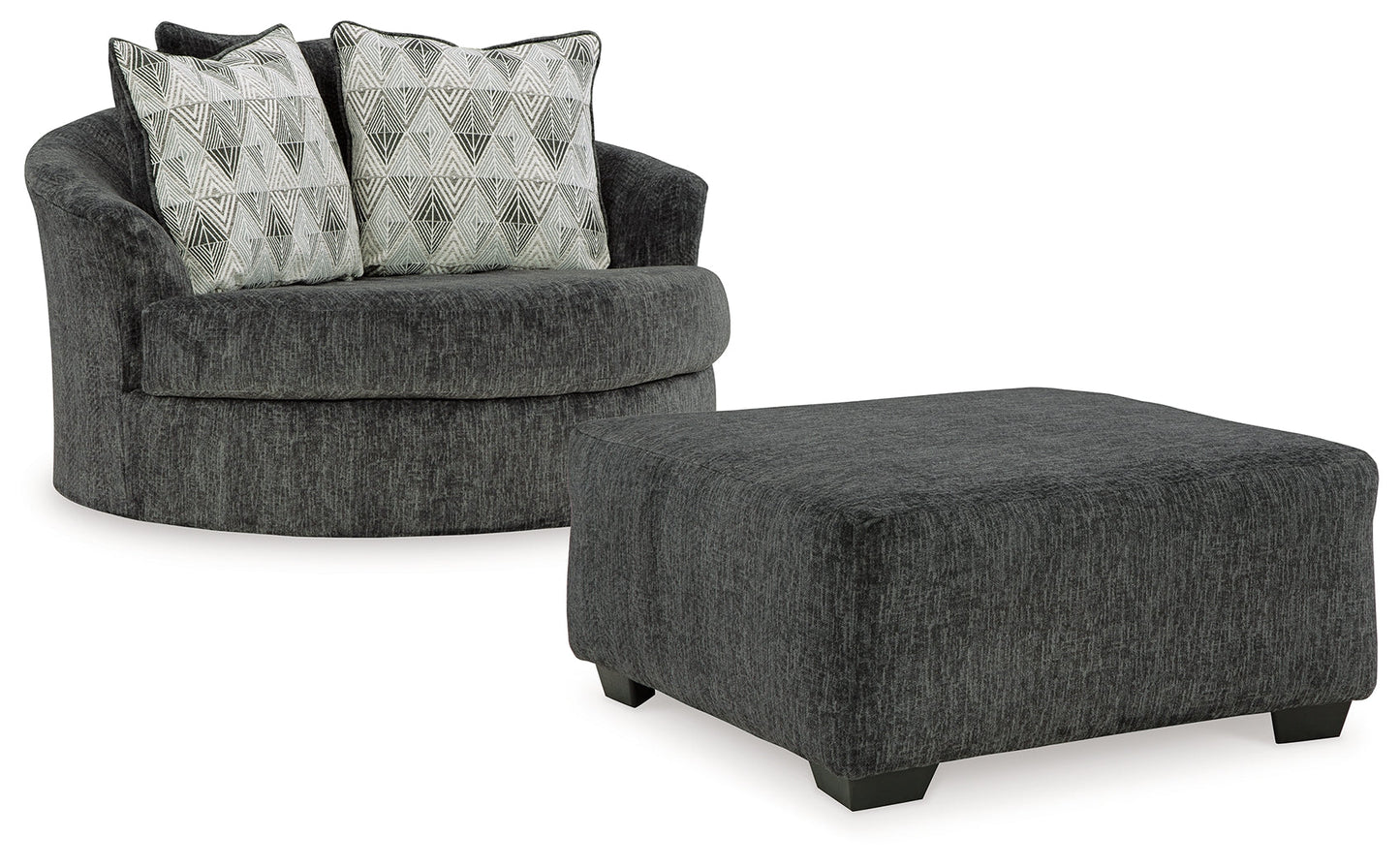 Biddeford Gray Oversized Swivel Chair and Ottoman