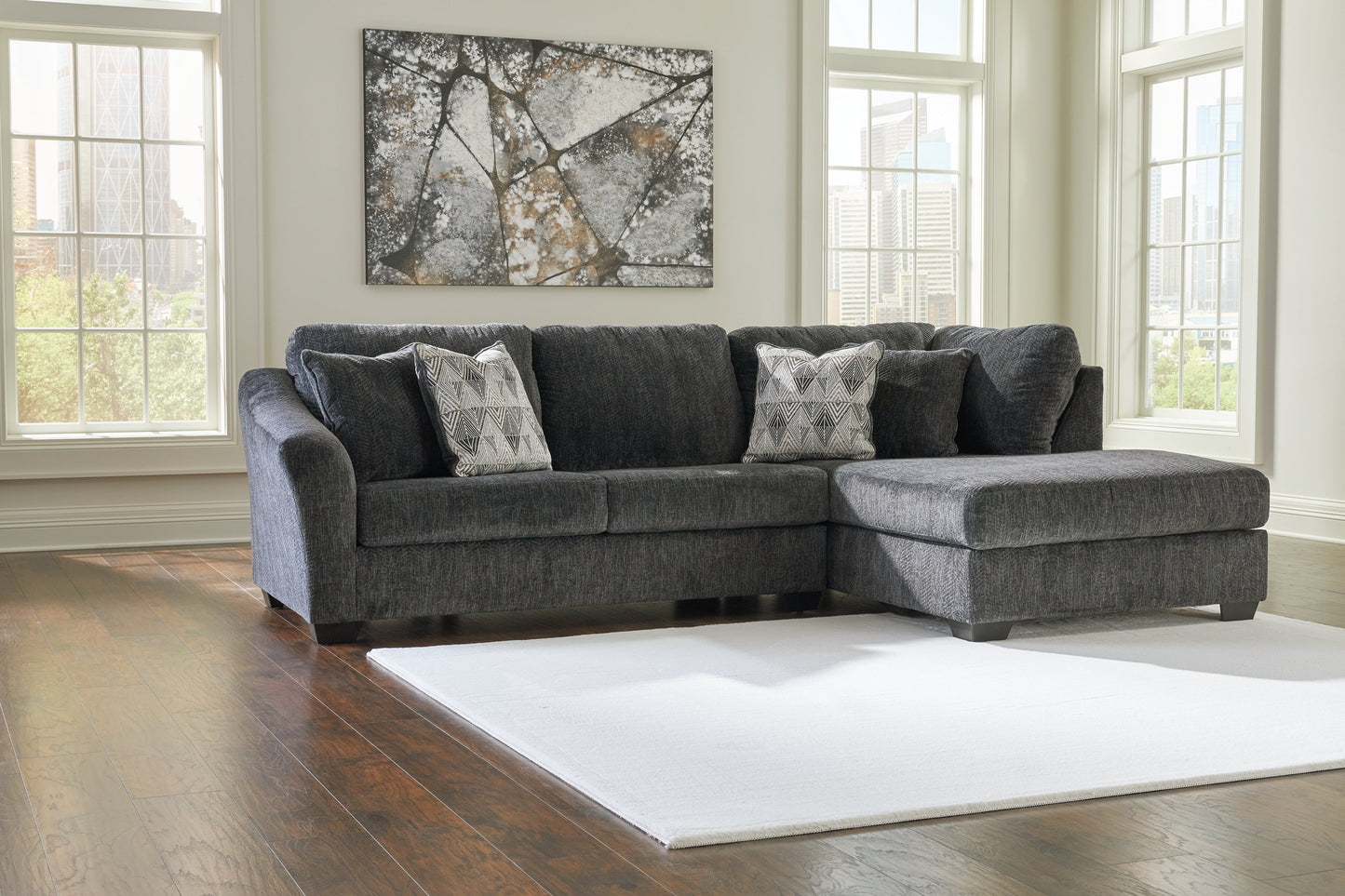 Biddeford Ebony 2pc Sectional with Chaise