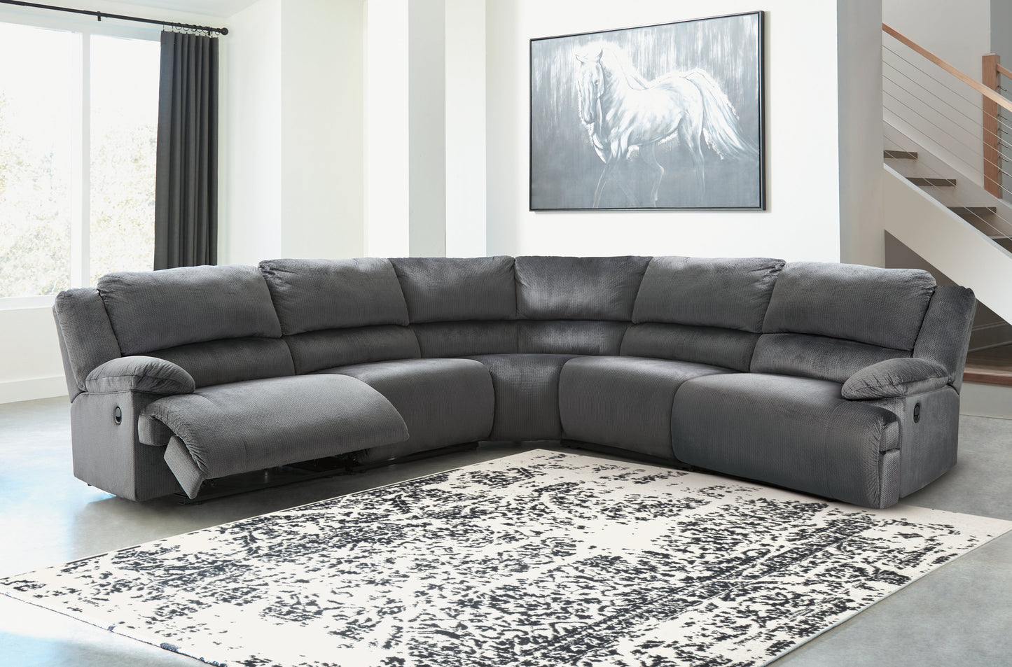 Clonmel Charcoal 5pc Reclining Sectional