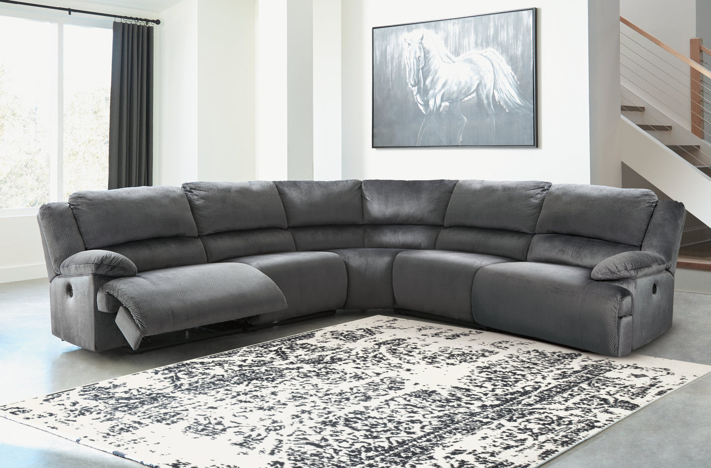 Clonmel Charcoal 5-Piece Reclining Sectional