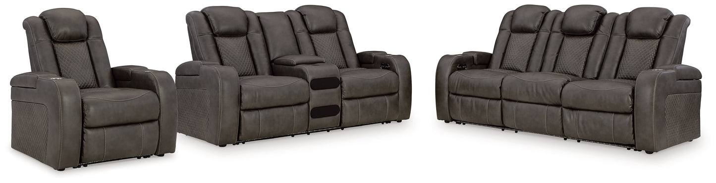 Fyne-Dyme Gray Power Reclining Sofa, Loveseat and Recliner