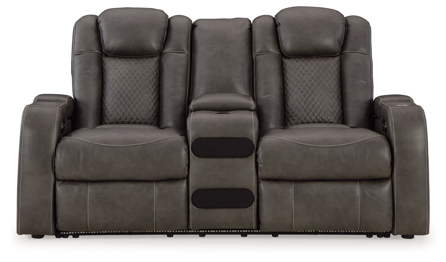 Fyne-Dyme Gray Power Reclining Sofa, Loveseat and Recliner