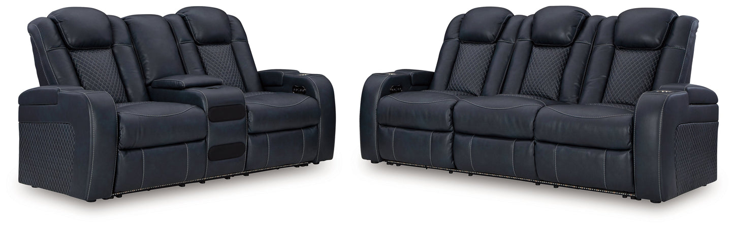 Fyne-Dyme Sapphire Power Reclining Sofa and Loveseat