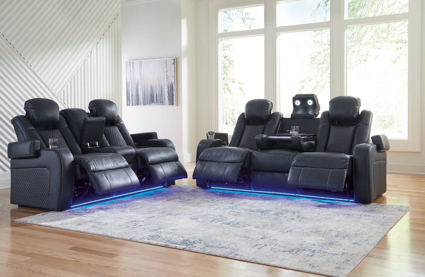 Fyne-Dyme Sapphire Power Reclining Sofa and Loveseat