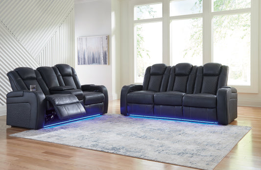 Fyne-Dyme Sapphire Power Reclining Sofa and Loveseat