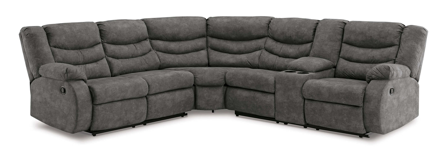 Partymate Slate Manual Reclining Sectional Living Room Set