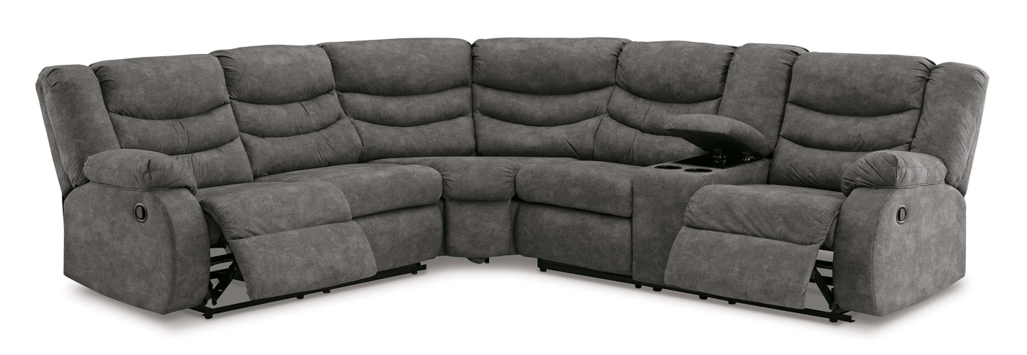 Partymate Slate Manual Reclining Sectional Living Room Set