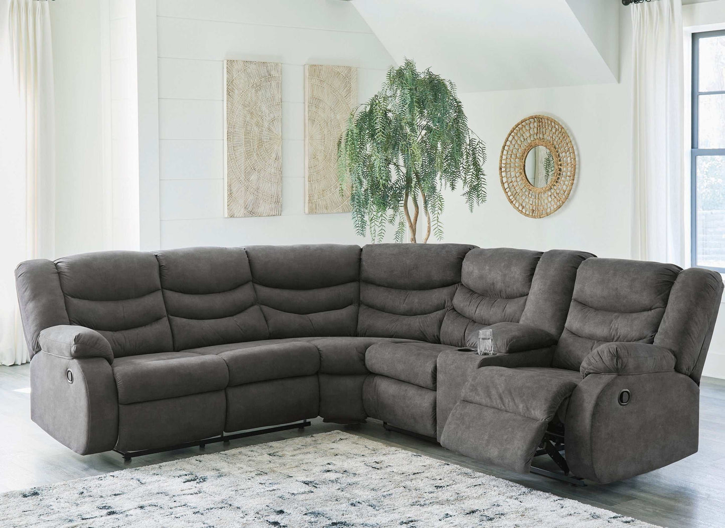 Partymate Slate Manual Reclining Sectional Living Room Set