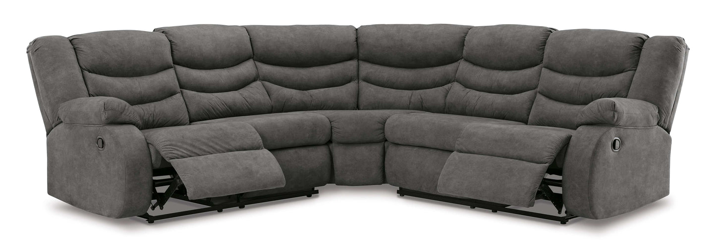 Partymate Slate Manual Reclining Sectional Living Room Set