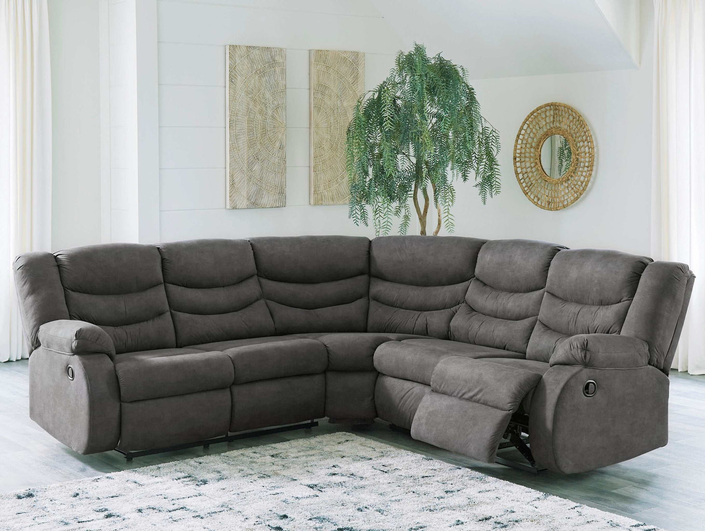 Partymate Slate Manual Reclining Sectional Living Room Set