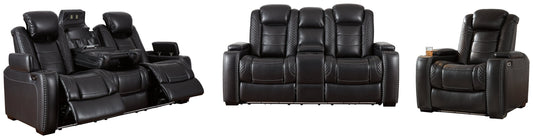 Party Time Midnight Power Reclining Sofa and Loveseat with Power Recliner