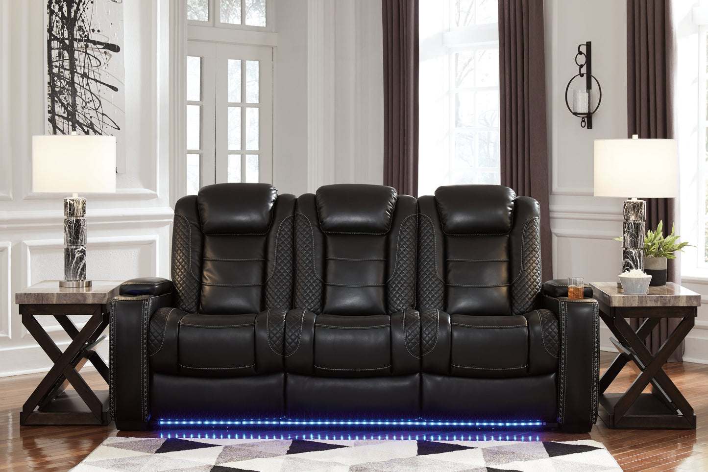 Party Time Midnight Power Reclining Sofa and Recliner