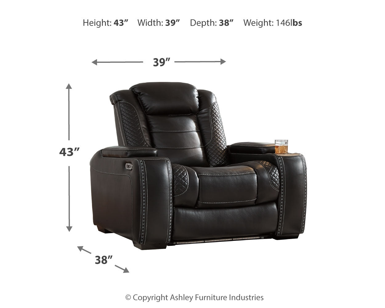 Party Time Midnight Power Reclining Sofa and Recliner