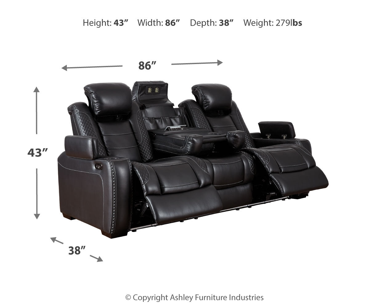 Party Time Midnight Power Reclining Sofa and Recliner