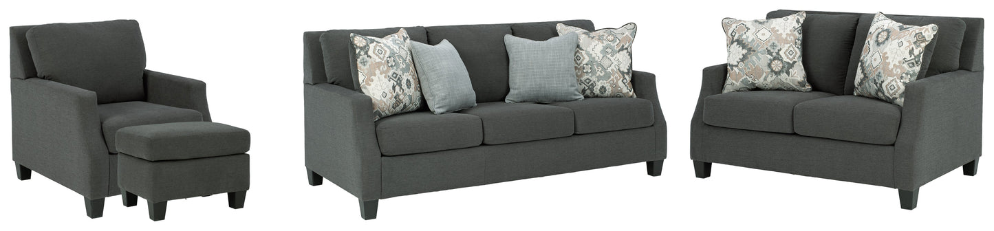 Bayonne Charcoal Sofa, Loveseat, Chair and Ottoman