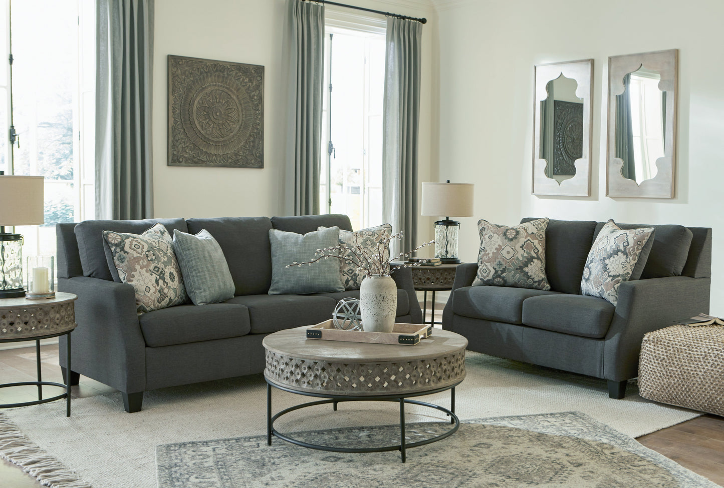 Bayonne Charcoal Sofa and Loveseat