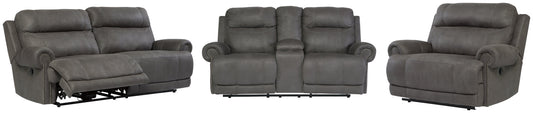 Austere Gray Reclining Sofa, Loveseat and Recliner