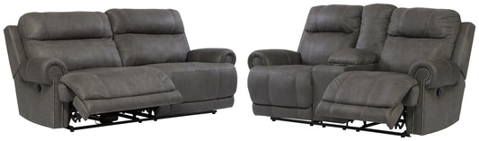 Austere Gray Reclining Sofa and Loveseat