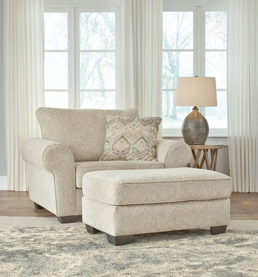 Haisley Ivory Sofa, Loveseat, Oversized Chair and Ottoman