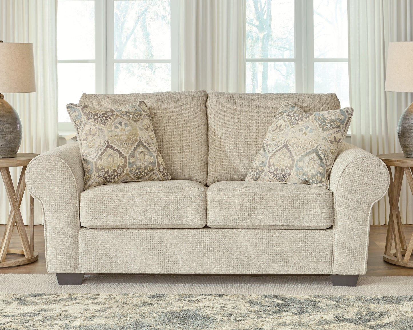 Haisley Ivory Sofa Sleeper and Loveseat