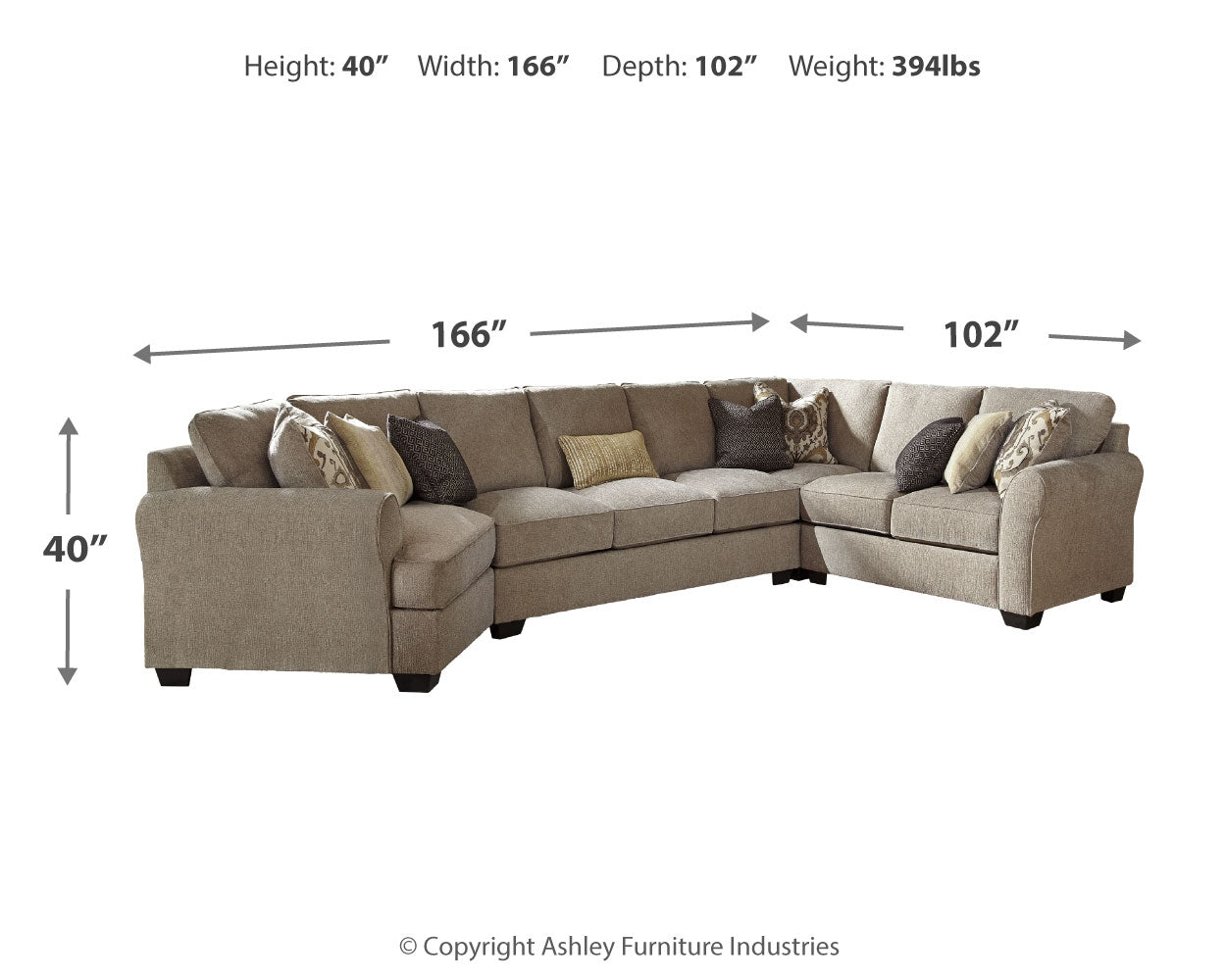 Pantomine Driftwood 4-Piece Sectional with Ottoman