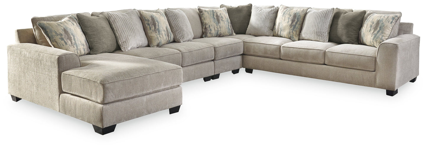 Ardsley Pewter 5-Piece Sectional with Ottoman