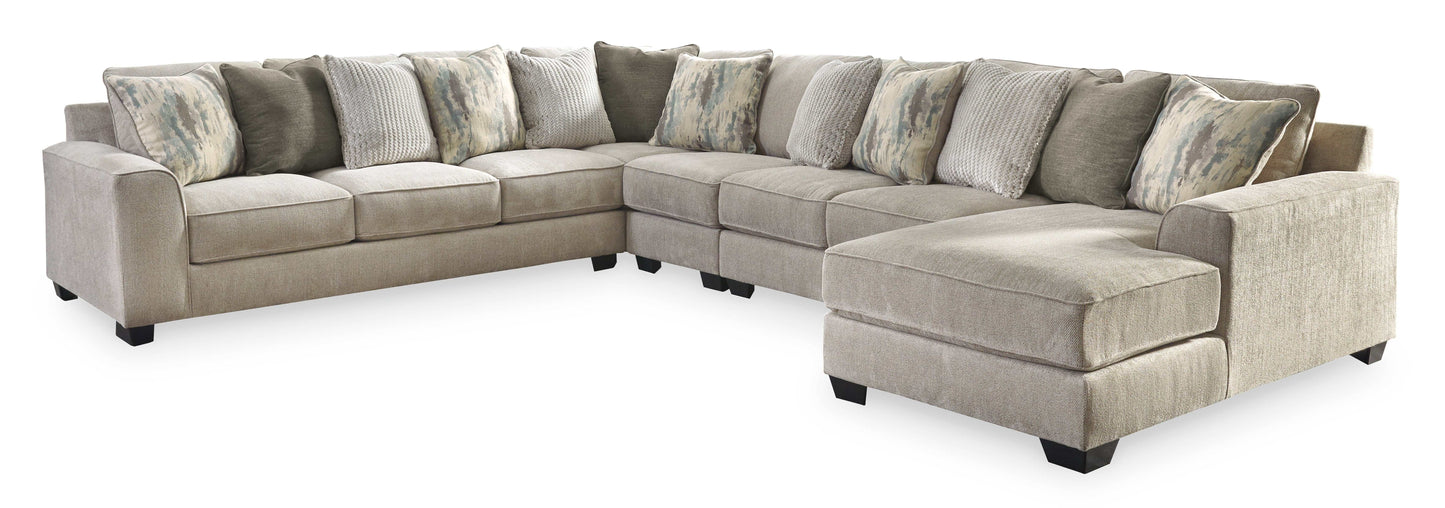 Ardsley Pewter 5pc RAF Chaise Sectional w/ LAF Sofa