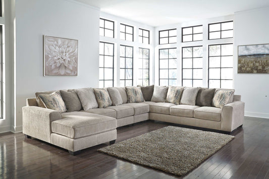 Ardsley Pewter 5pc LAF Chaise Sectional w/ RAF Sofa