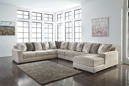 Ardsley Pewter 5pc RAF Chaise Sectional w/ LAF Sofa