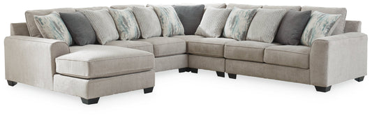 Ardsley Pewter 5-Piece Sectional with Chaise