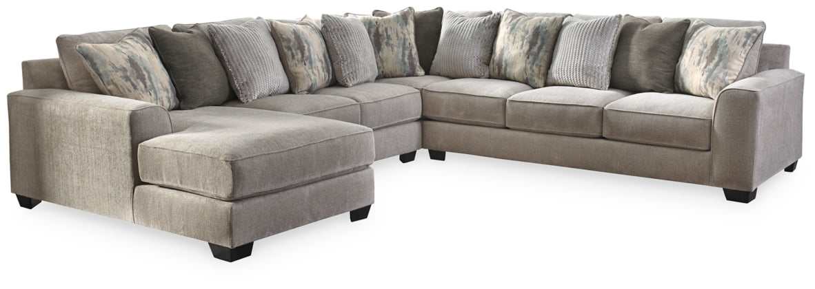 Ardsley Pewter 4pc Sectional w/ LAF Chaise & RAF Sofa