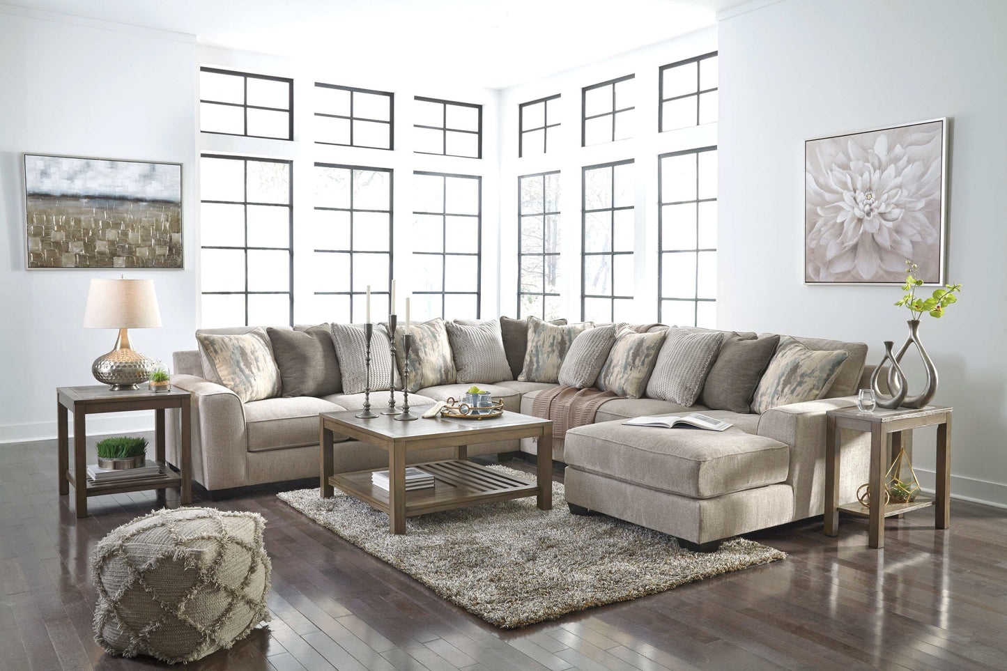 Ardsley Pewter 4pc Sectional w/ RAF Chaise & LAF Sofa