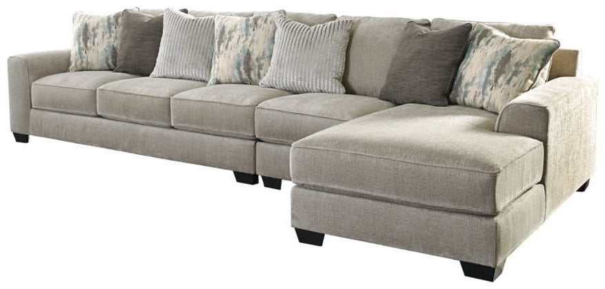 Ardsley Pewter 3pc RAF Chaise Sectional